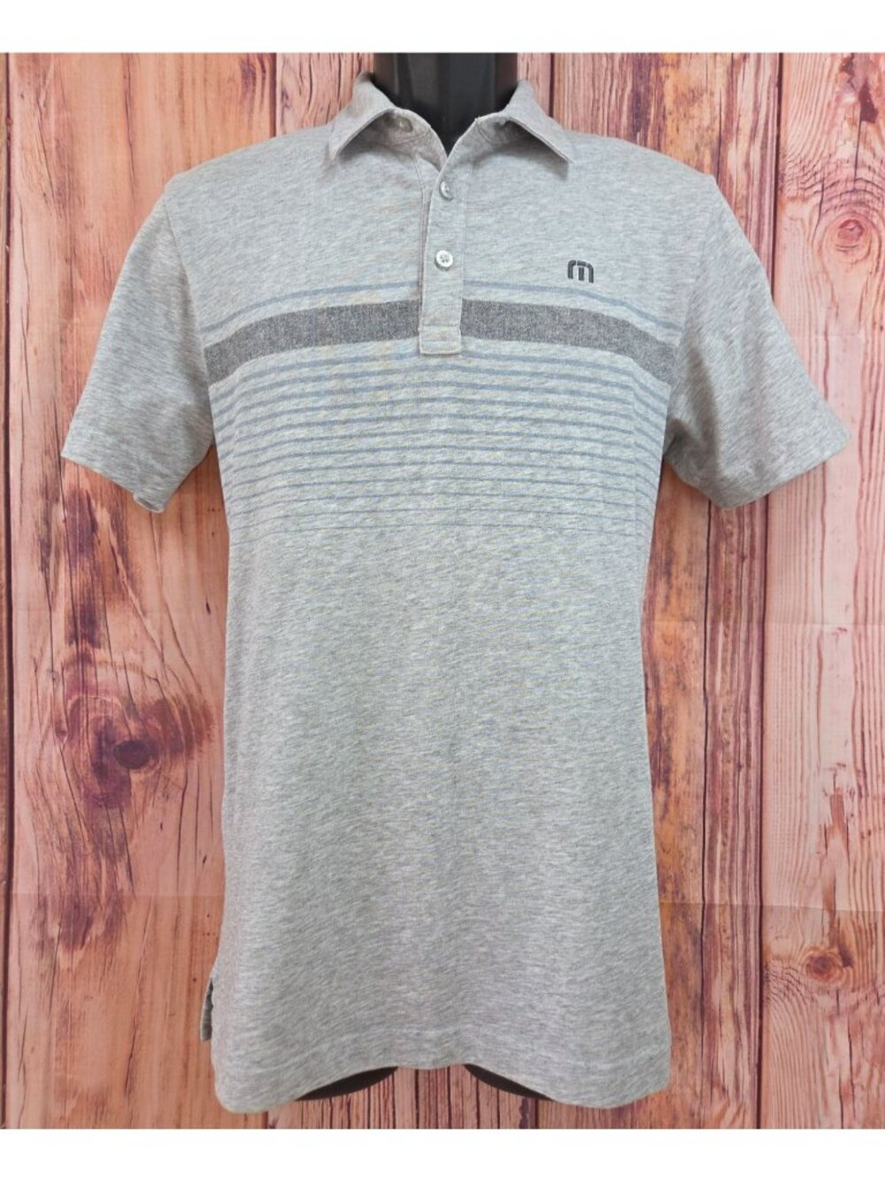 Travis Mathew Mens Gray Polo Small Stripe Design